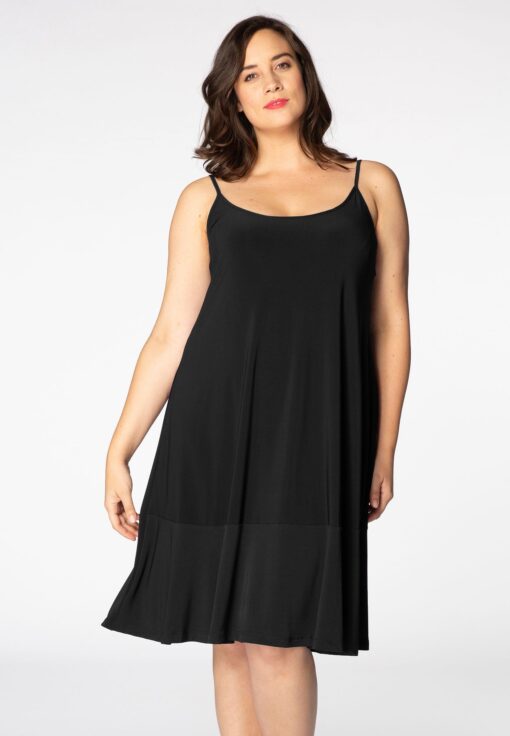 Yoek Dress spaghetti straps | Zwart | Maat 42/44