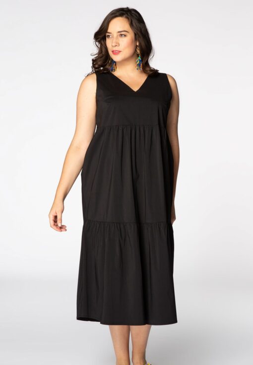 Yoek Dress stretch V-neck | Zwart | Maat 38/40