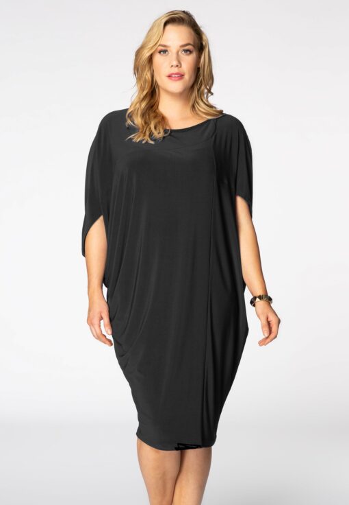 Yoek Asymmetrische jurk | Zwart | Maat 42/44