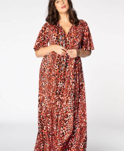 Yoek Maxi jurk RED LEO | Rood | Maat 54/56