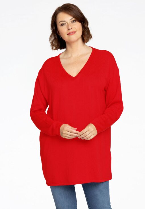 Yoek trui met V-hals | Rood | Maat 42/44