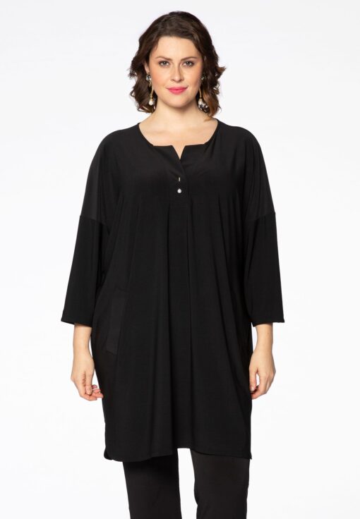 Yoek Tuniek met pareldetail | Zwart | Maat 50/52