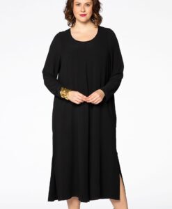 Yoek Jurk met splitten | Zwart | Maat 42/44