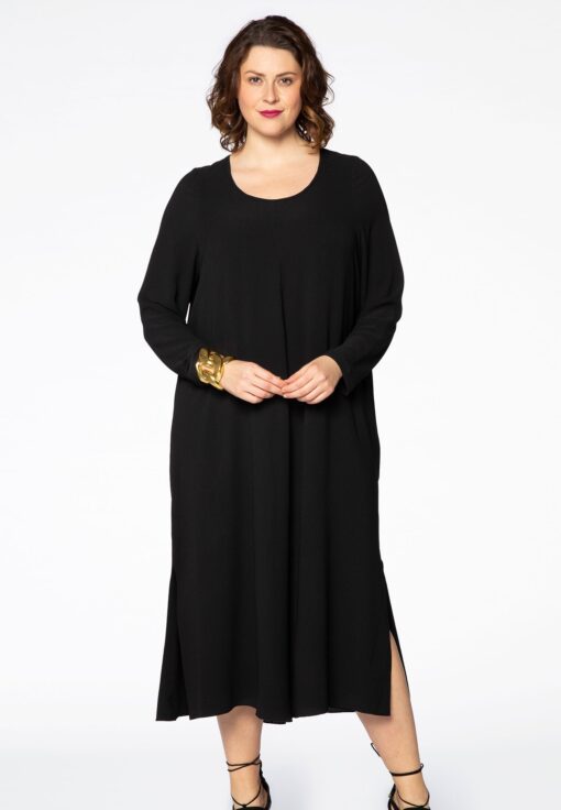 Yoek Jurk met splitten | Zwart | Maat 42/44