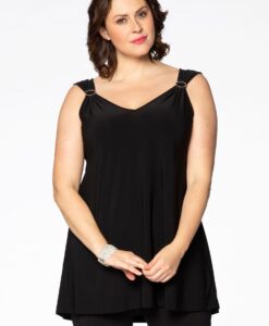 Yoek Singlet flare versiering | Zwart | Maat 42/44