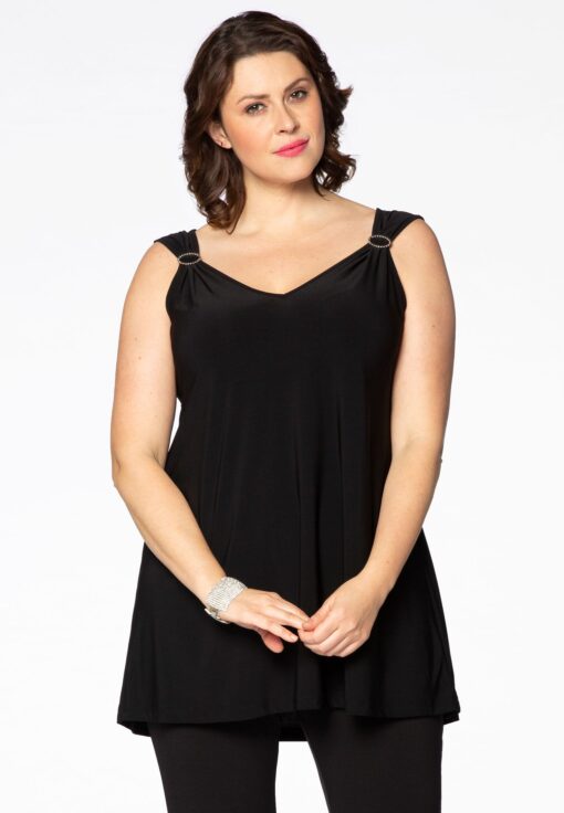 Yoek Singlet flare versiering | Zwart | Maat 42/44