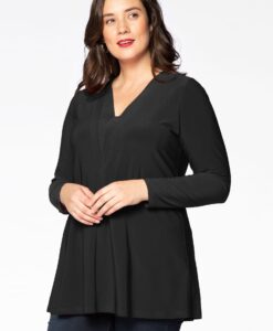 Yoek Tunic flare v-neck | Zwart | Maat 38/40