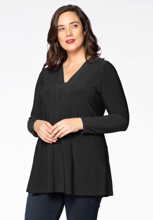 Yoek Tunic flare v-neck | Zwart | Maat 38/40