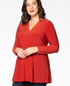 Yoek Tunic flare v-neck | Oranje | Maat 46/48
