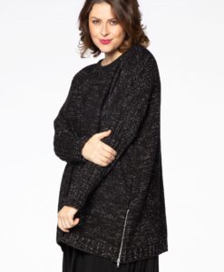 Yoek Pullover lurex | Zwart | Maat 38/40