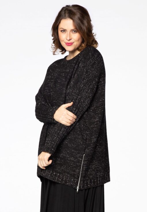 Yoek Pullover lurex | Zwart | Maat 38/40
