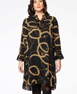 Yoek Jurk met ruches PARIS | Zwart | Maat 38/40