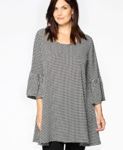 Yoek Tuniek wide bottom PIED DE POULE | Zwart | Maat 42/44