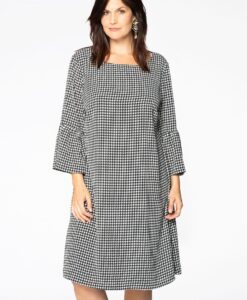Yoek Jurk PIED DE POULE | Zwart | Maat 46/48