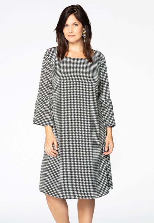 Yoek Jurk PIED DE POULE | Zwart | Maat 46/48