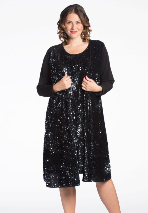 Yoek Vest SEQUINS | Zwart | Maat 58/60