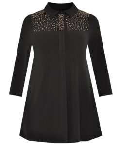 Yoek Tuniek met strass | Zwart | Maat 42/44