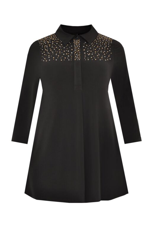 Yoek Tuniek met strass | Zwart | Maat 42/44