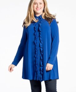 Yoek Tuniek met ruches | Blauw | Maat 42/44