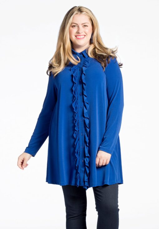 Yoek Tuniek met ruches | Blauw | Maat 42/44