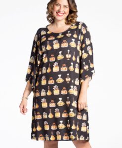 Yoek Dress PERFUME wide sleeves | Zwart | Maat 46/48