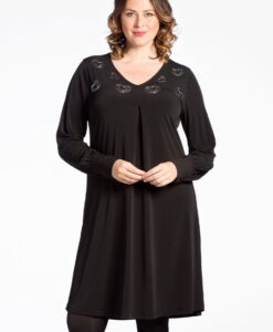 Yoek Jurk met hartjes | Zwart | Maat 38/40