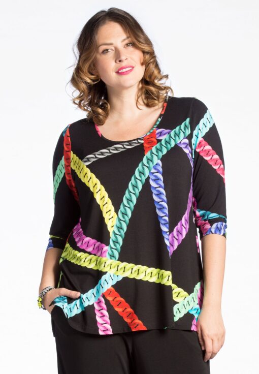 Yoek Shirt A-lijn NEON CHAINS | Zwart | Maat 58/60