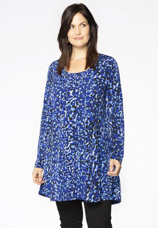 Yoek Tunic wide bottom BLUE LEO | Blauw | Maat 50/52