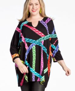 Yoek Wijde tuniek NEON CHAINS | Zwart | Maat 38/40