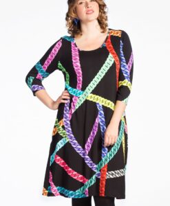 Yoek Jurk A-lijn NEON CHAINS | Zwart | Maat 42/44