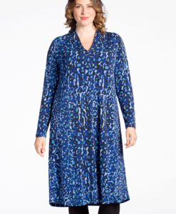 Yoek Jurk met v-hals BLUE LEO | Blauw | Maat 42/44