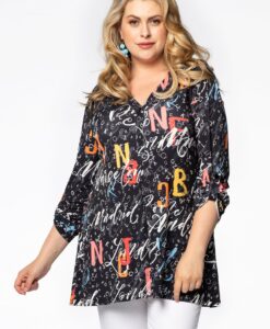 Yoek Tuniek flare LETTERS | Zwart | Maat 38/40