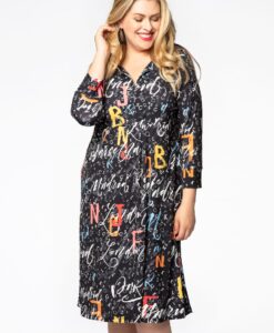 Yoek Jurk LETTERS | Zwart | Maat 46/48