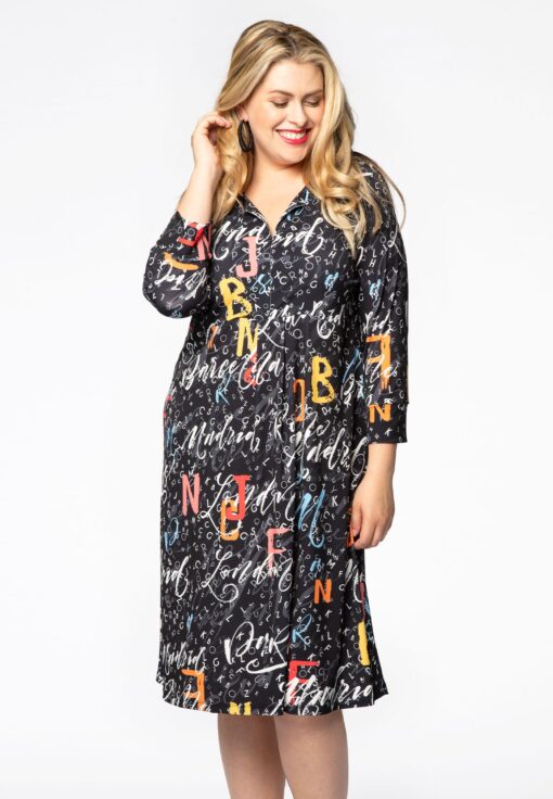 Yoek Jurk LETTERS | Zwart | Maat 46/48