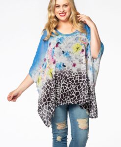 Yoek Wijde tuniek FLOWERS | Multi | Maat 38/40