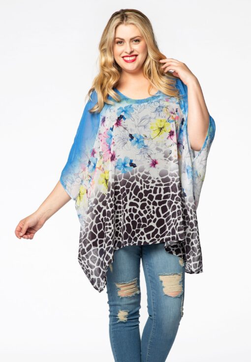 Yoek Wijde tuniek FLOWERS | Multi | Maat 38/40