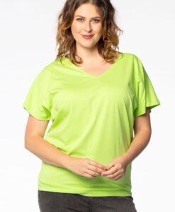 Yoek Top double v-neck | Groen | Maat 42/44
