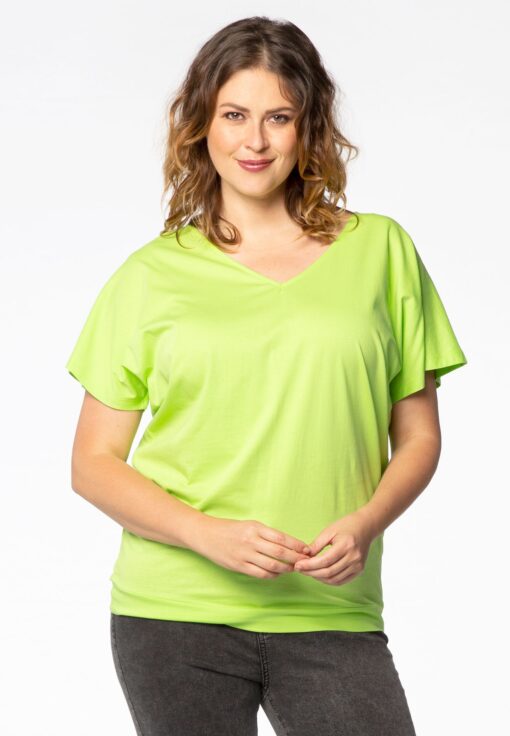 Yoek Top double v-neck | Groen | Maat 42/44