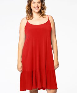 Yoek Jurk met spaghetti bandjes | Rood | Maat 46/48