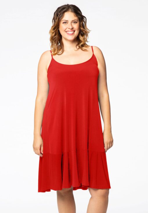 Yoek Jurk met spaghetti bandjes | Rood | Maat 46/48