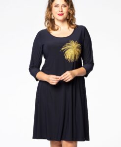 Yoek Dress Palm embr. | Blauw | Maat 58/60