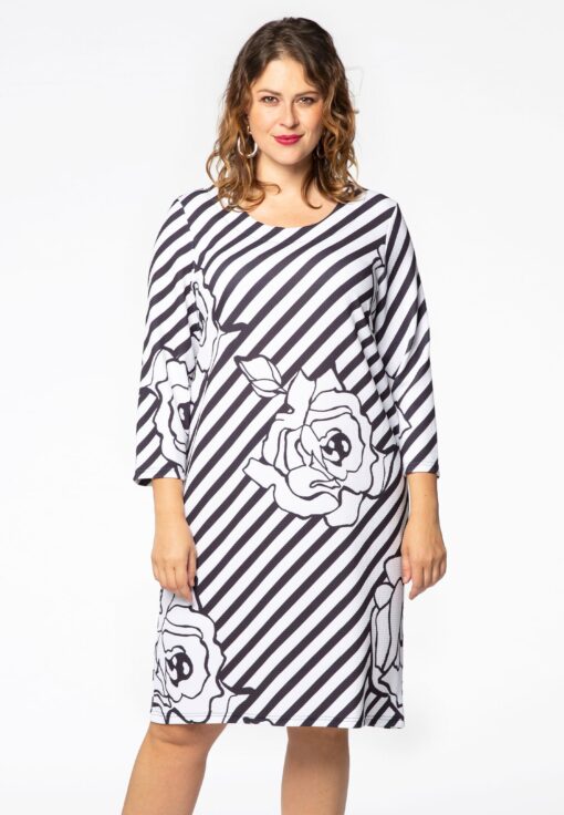 Yoek Jurk STRIPE ROSE | Blauw | Maat 38/40