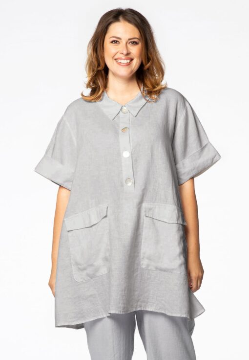 Yoek Tuniek polo kraag | Grijs | Maat 42/44