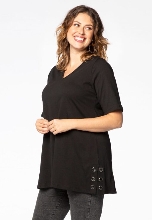 Yoek Tuniek flare eyelet slit | Zwart | Maat 54/56
