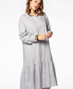 Yoek Jurk frill bottom | Grijs | Maat 50/52