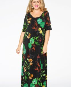 Yoek Maxi jurk TROPICAL | Wit | Maat 42/44