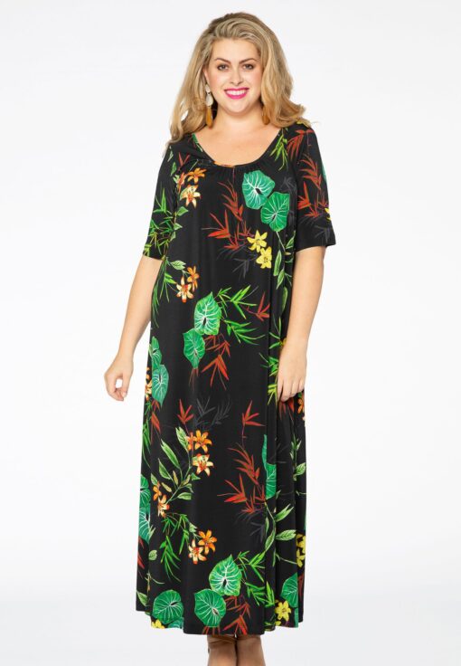 Yoek Maxi jurk TROPICAL | Wit | Maat 42/44