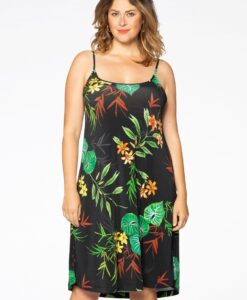 Yoek Jurk spaghetti TROPICAL | Wit | Maat 38/40
