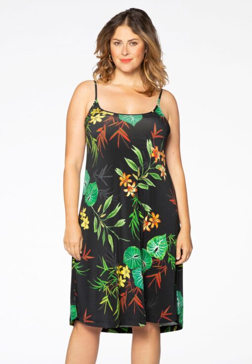 Yoek Jurk spaghetti TROPICAL | Wit | Maat 38/40