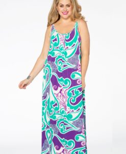 Yoek Maxi jurk | Paars | Maat 54/56